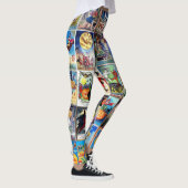 Vintage Postkarte Halloweens Leggings (Rechts)