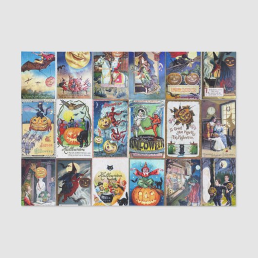 Vintage Postkarte Halloweens Seidenpapier (Vorderseite)