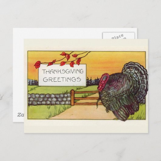 Vintage Postkarte "Happy Thanksgiving" (Vorne/Hinten)
