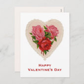 Vintage Postkarte Herzund Rosenvalentines Tages (Vorne/Hinten)
