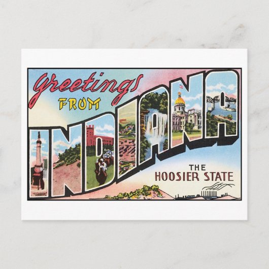Vintage Postkarte Indiana (Vorderseite)