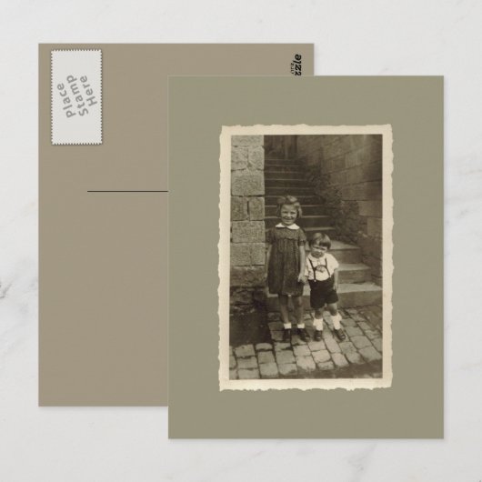 Vintage Postkarte - Junge und Mädchen (Vorne/Hinten)