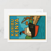 Vintage Postkarte - Karibu Kenya (Vorne/Hinten)