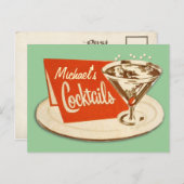 Vintage Postkarte - Martini-Glascocktails (Vorne/Hinten)