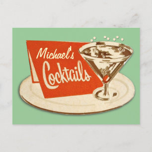 Vintage Postkarte - Martini-Glascocktails