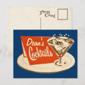 Vintage Postkarte - Martini-Glascocktails (Vorne/Hinten)
