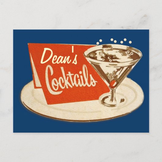 Vintage Postkarte - Martini-Glascocktails (Vorderseite)