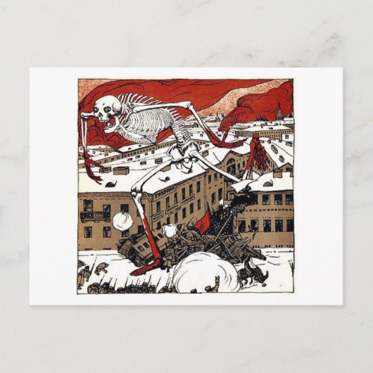 Vintage Postkarte mit blutiger Revolte (Vorderseite)