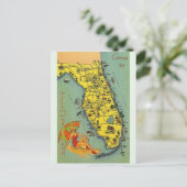 Vintage-Postkarte mit Florida-Karte Postkarte (Stehend Vorderseite)