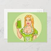 Vintage Postkarte mit Mädchen und Bier (Vorne/Hinten)