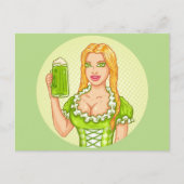 Vintage Postkarte mit Mädchen und Bier (Vorderseite)