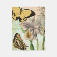 Vintage Postkarte mit Schmetterlingen und Blume