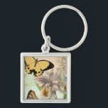 Vintage Postkarte mit Schmetterlingen und Blume Schlüsselanhänger<br><div class="desc">Dieses Bild einer Vintagen Postkarte mit Lavendel-Blume und bunten Schmetterlingen wurde von Vision Studio erstellt. Ein großartiges Stück,  das an jeder Wand phantastisch würde. Bestelle noch heute!</div>