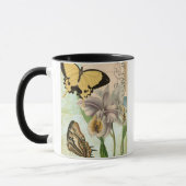 Vintage Postkarte mit Schmetterlingen und Blume Tasse (Links)