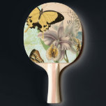 Vintage Postkarte mit Schmetterlingen und Blume Tischtennis Schläger<br><div class="desc">Dieses Bild einer Vintagen Postkarte mit Lavendel-Blume und bunten Schmetterlingen wurde von Vision Studio erstellt. Ein großartiges Stück,  das an jeder Wand phantastisch würde. Bestelle noch heute!</div>