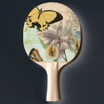 Vintage Postkarte mit Schmetterlingen und Blume Tischtennis Schläger<br><div class="desc">Dieses Bild einer Vintagen Postkarte mit Lavendel-Blume und bunten Schmetterlingen wurde von Vision Studio erstellt. Ein großartiges Stück,  das an jeder Wand phantastisch würde. Bestelle noch heute!</div>