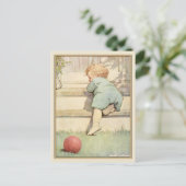 Vintage Postkarte mit Sweet Baby Illustration (Stehend Vorderseite)