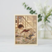 Vintage Postkarte mit Sweet Girl Reading (Stehend Vorderseite)