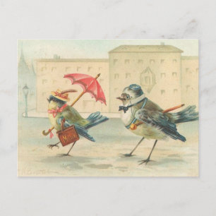 Vintage Postkarte mit Vogelpaar So Süß