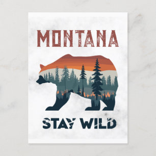 Vintage-Postkarte Montana Bär Bleib Wild Reise Postkarte