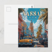 Vintage Postkarte Nassau Bahamas - Klassisches Tro (Vorne/Hinten)