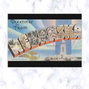 Vintage-Postkarte Nebraska mit großen Buchstaben Postkarte