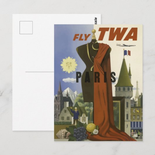 Vintage Postkarte Paris (Vorne/Hinten)