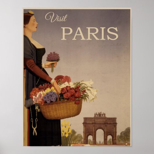 Vintage Postkarte Paris Poster (Vorne)