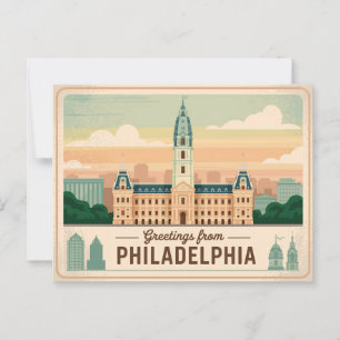 Vintage Postkarte Philadelphia   Grüße aus