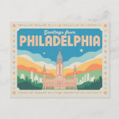 Vintage Postkarte Philadelphia | Grüße aus (Vorderseite)