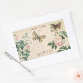 Vintage Postkarte Rosa Rose & Butterfly Scrapbook Rechteckiger Aufkleber (Umschlag)