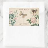 Vintage Postkarte Rosa Rose & Butterfly Scrapbook Rechteckiger Aufkleber (Tasche)