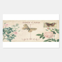 Vintage Postkarte Rosa Rose & Butterfly Scrapbook