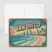 Vintage Postkarte San Diego | Grüße aus (Vorne/Hinten)