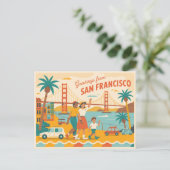Vintage Postkarte San Francisco | Grüße aus (Stehend Vorderseite)