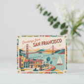 Vintage Postkarte San Francisco | Grüße aus (Stehend Vorderseite)