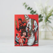 Vintage Postkarte Santa und Krampus (Stehend Vorderseite)