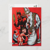 Vintage Postkarte Santa und Krampus (Vorne/Hinten)
