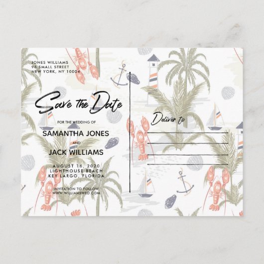 Vintage Postkarte | Save The Date (Rückseite)