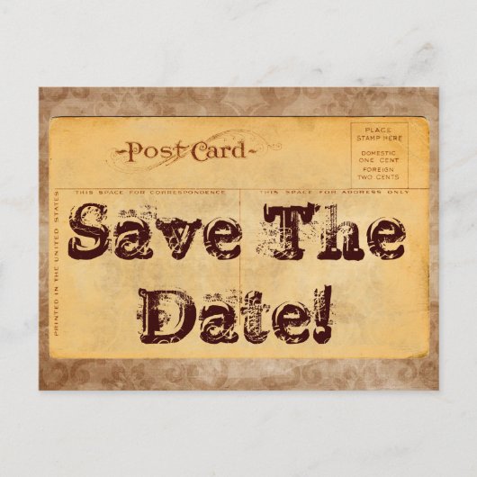 Vintage Postkarte Save the Date! Einladung (Vorderseite)