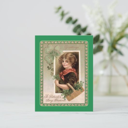 Vintage Postkarte St Patrick's Day (Stehend Vorderseite)