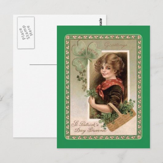 Vintage Postkarte St Patrick's Day (Vorne/Hinten)