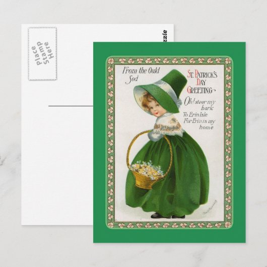 Vintage Postkarte St Patrick's Day (Vorne/Hinten)