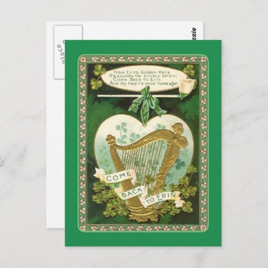 Vintage Postkarte St Patrick's Day (Vorne/Hinten)