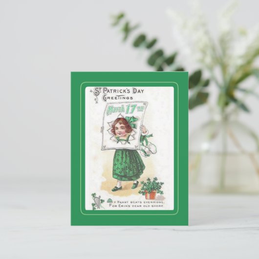 Vintage Postkarte St Patrick's Day (Stehend Vorderseite)