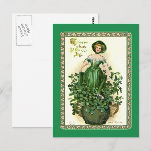 Vintage Postkarte St Patrick's Day (Vorne/Hinten)