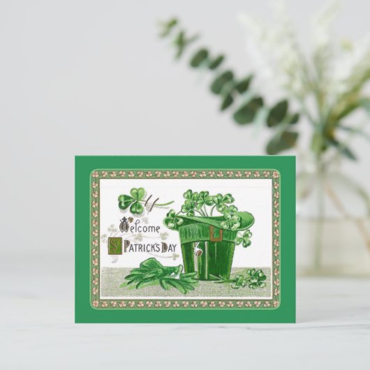 Vintage Postkarte St Patrick's Day (Stehend Vorderseite)
