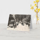 Vintage Postkarte, Straßenbahn in Fontainbleau Karte (Gelbe Blume)