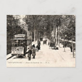 Vintage Postkarte, Straßenbahn in Fontainbleau Postkarte (Vorderseite)