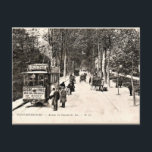 Vintage Postkarte, Straßenbahn in Fontainbleau Postkarte<br><div class="desc">Straßenbahn in Fontainbleau,  südlich von Paris,  Frankreich,  Vintage Postkartenhaltestelle</div>